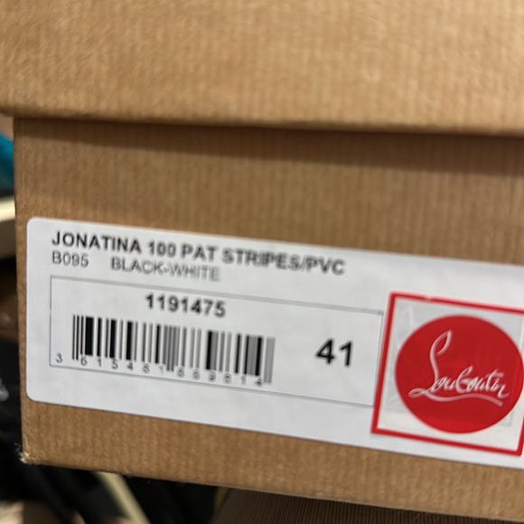 CHRISTIAN LOUBOUTIN Patent PVC Striped Illusion Jonatina 100 Sandals 41 - Picture 7 of 11